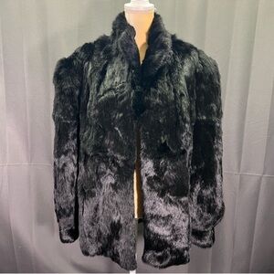 Vintage 100% Black Rabbit Fur Womens Coat. Size Large